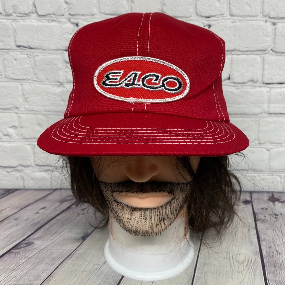 Vintage K-Brand Hat Cap Snapback Red ESCO Embroidered Sew On Patch Polyester